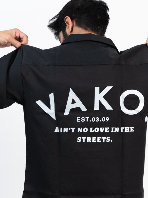 Black No Love Bowling Shirt