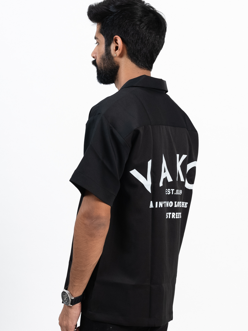 Black No Love Bowling Shirt