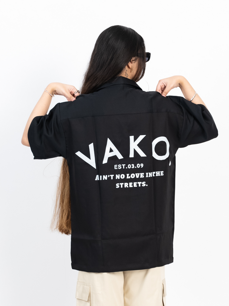 Black No Love Bowling Shirt