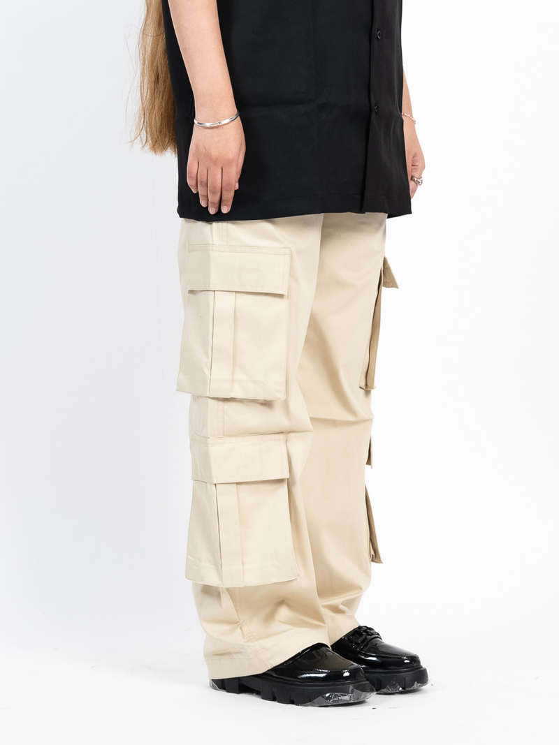 Beige Utility Cargo Pants