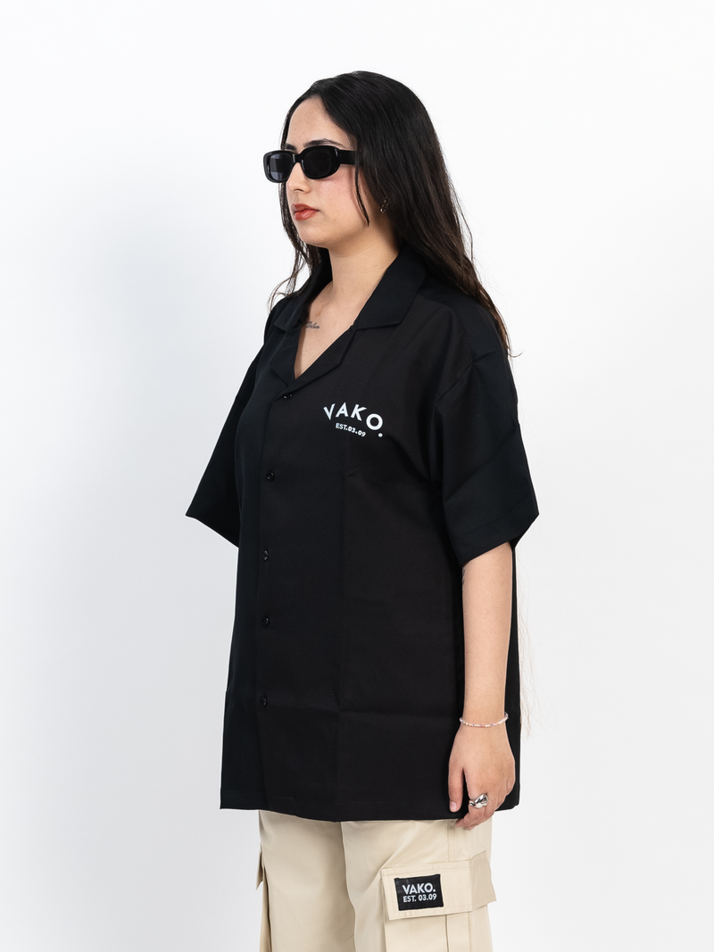 Black No Love Bowling Shirt