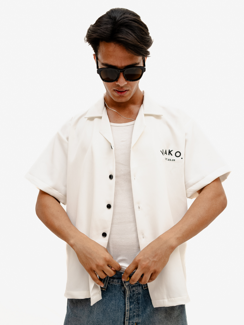 White No Love Bowling Shirt
